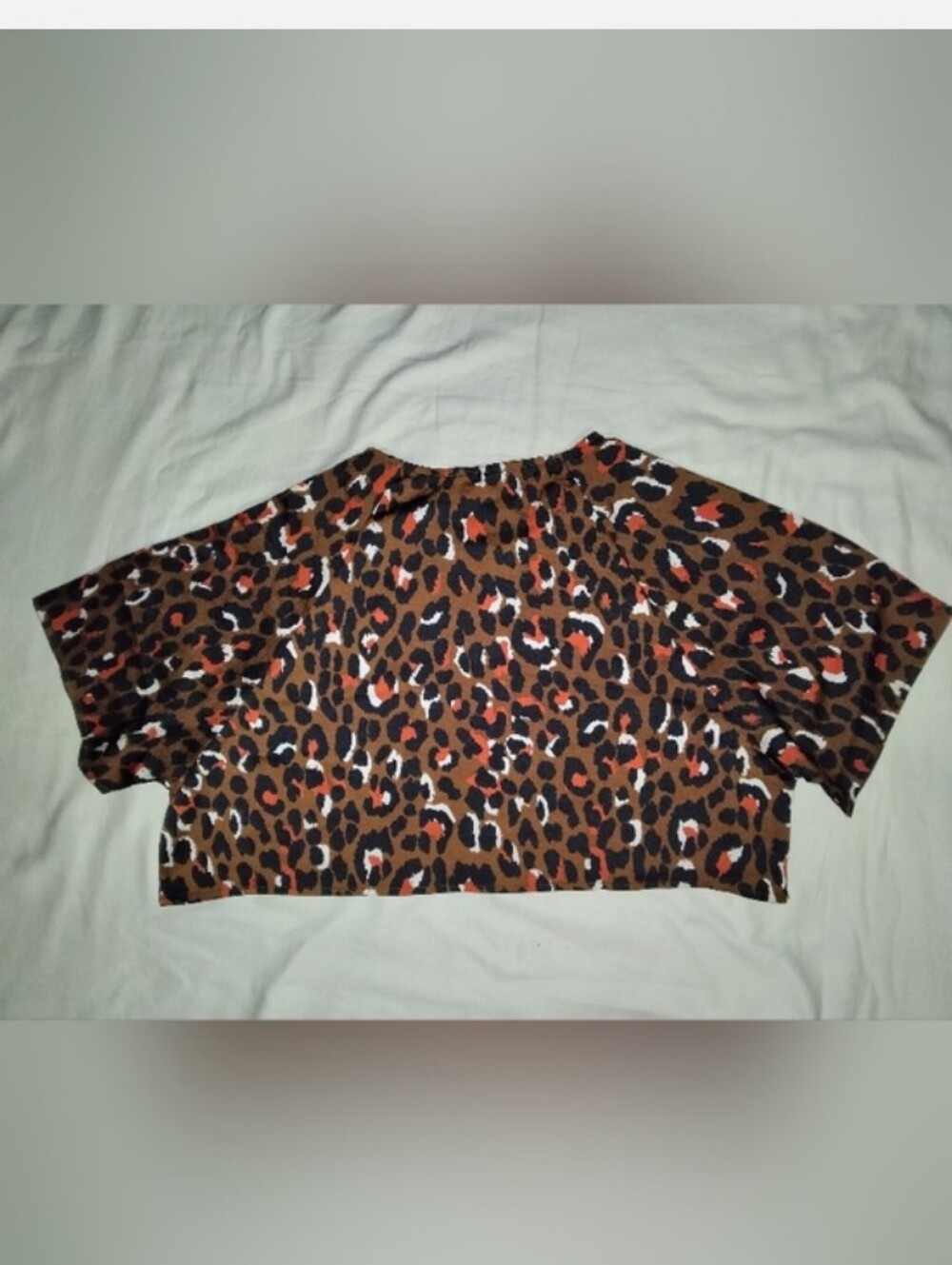 Leopard-Print Cropped Tee in Brown